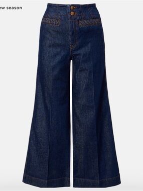 Zimmermann High-Waist Wide-Leg Dark Blue Denim Jeans